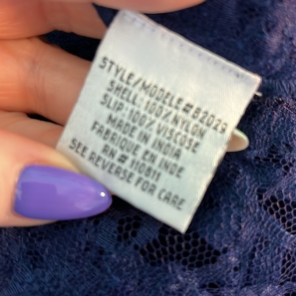 Yoana  Baraschi Blue Lace Dress Sheath Arabesque Short Sleeves Size 4 - Picture 10 of 11